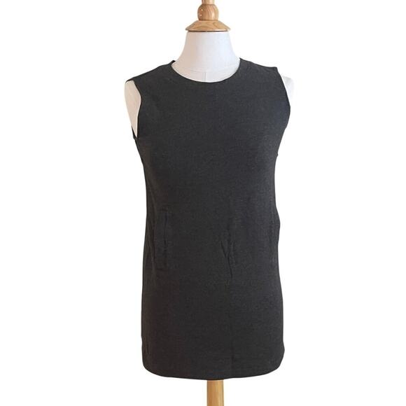 Norma Kamali Charcoal Gray Sleeveless Crew Neck Tunic/Top Kangaroo Pockets, S - Picture 1 of 12